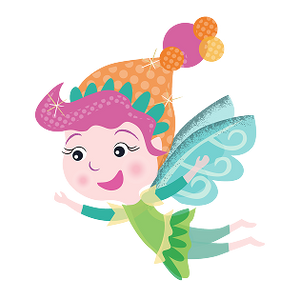 graphic of fairy with orange hat